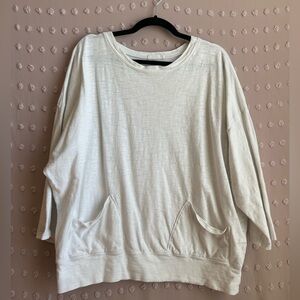 CP Shades Oversized 3/4 Sleeve Front Pocket Tee Sz S White